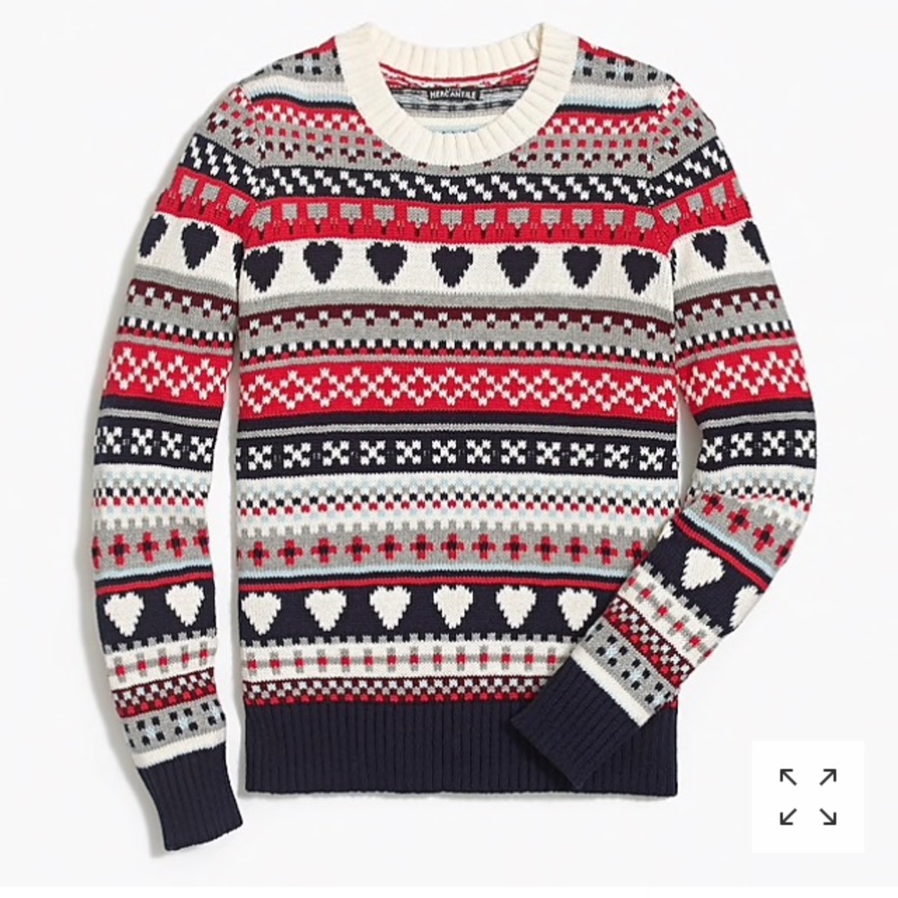 J. Crew Fair Isle Heart Sweater